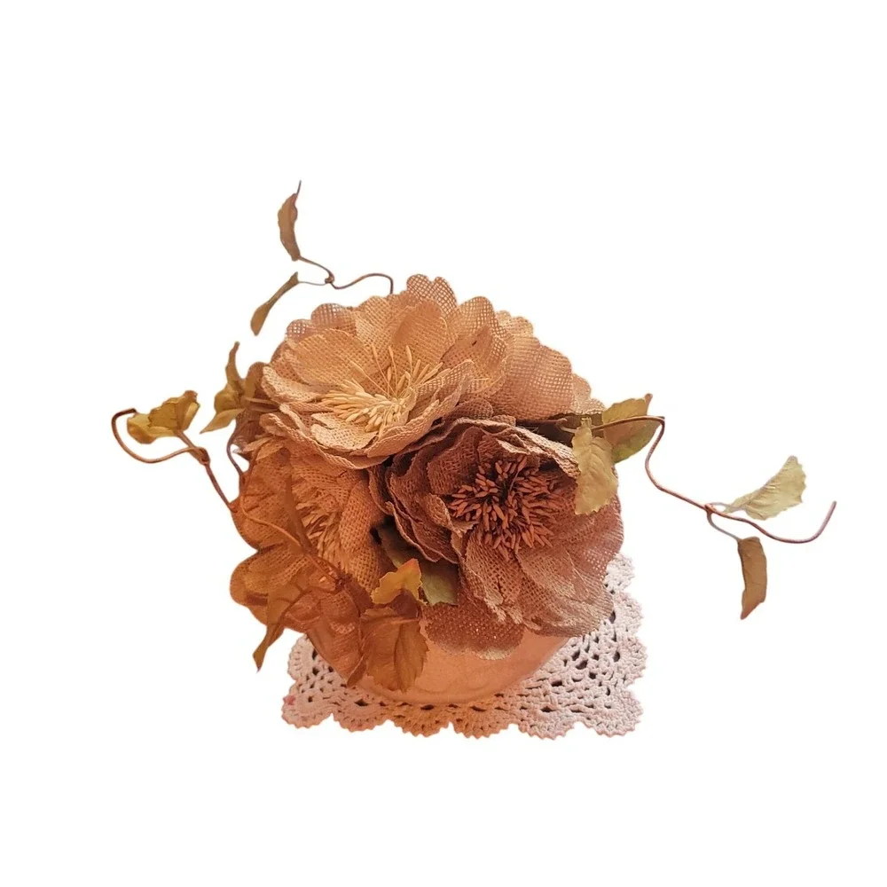 Burlap Flower Arrangement starter Fall Harvest Thanksgiving Rustic Decor Bouquet